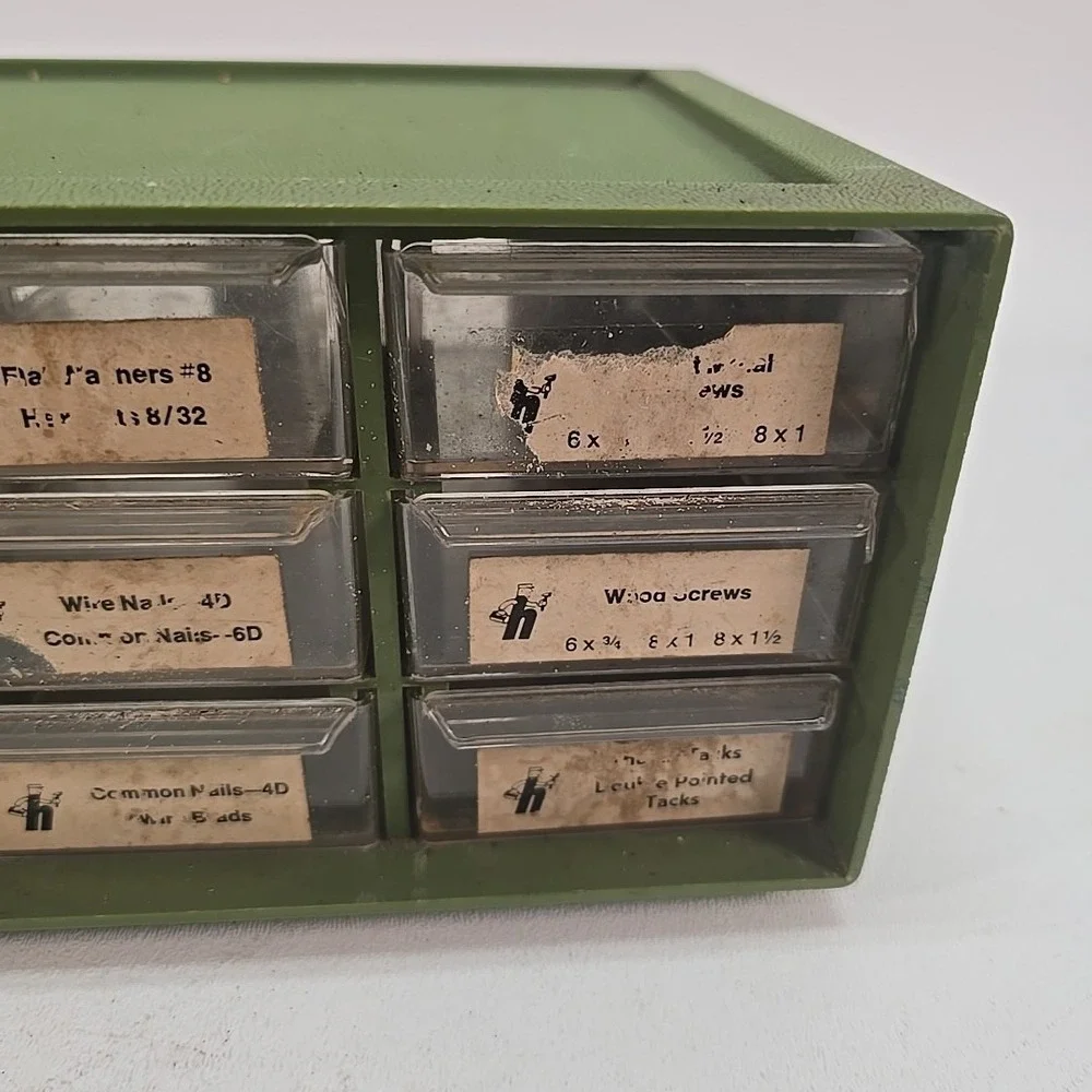 Vintage 9 Drawer‎ Green Storage Parts Bin Organizer